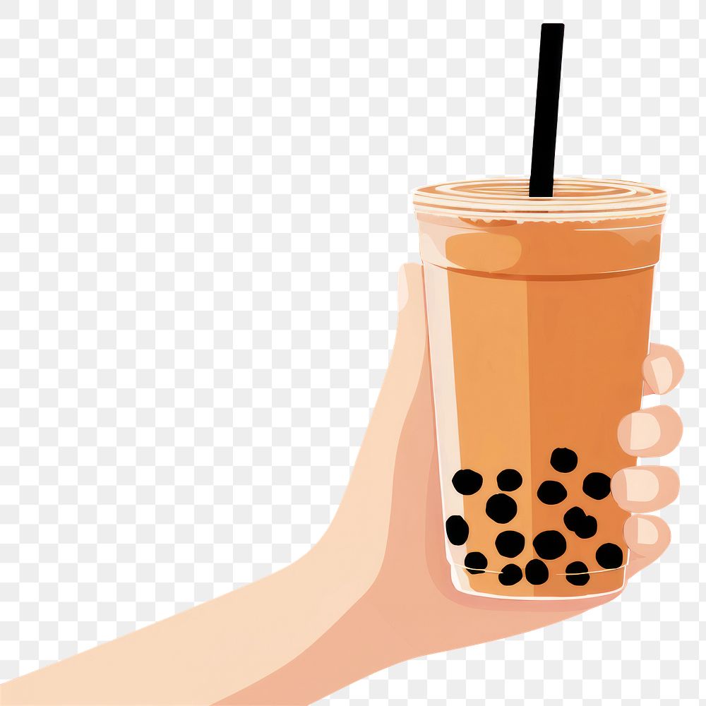 PNG Hand holding milk tea bubble drink refreshment disposable. 