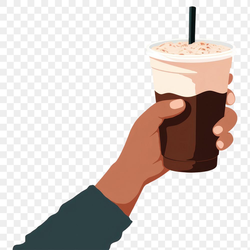 PNG Hand holding coffee drink milk cup. 