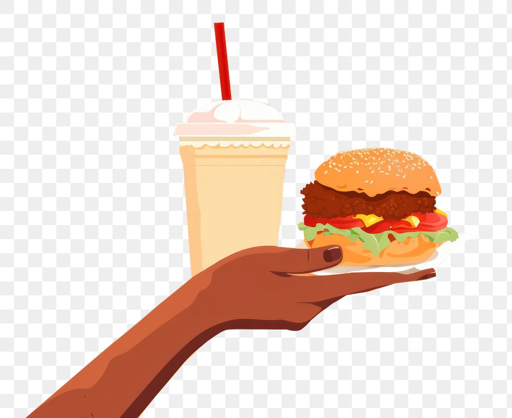 PNG Hand holding takeaway food dessert refreshment hamburger. AI generated Image by rawpixel.