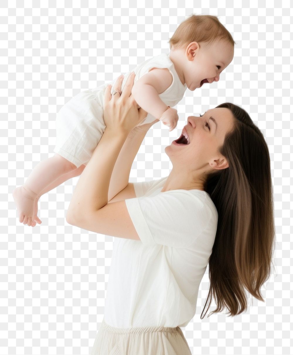 PNG  Happy mom baby portrait adult. AI generated Image by rawpixel.
