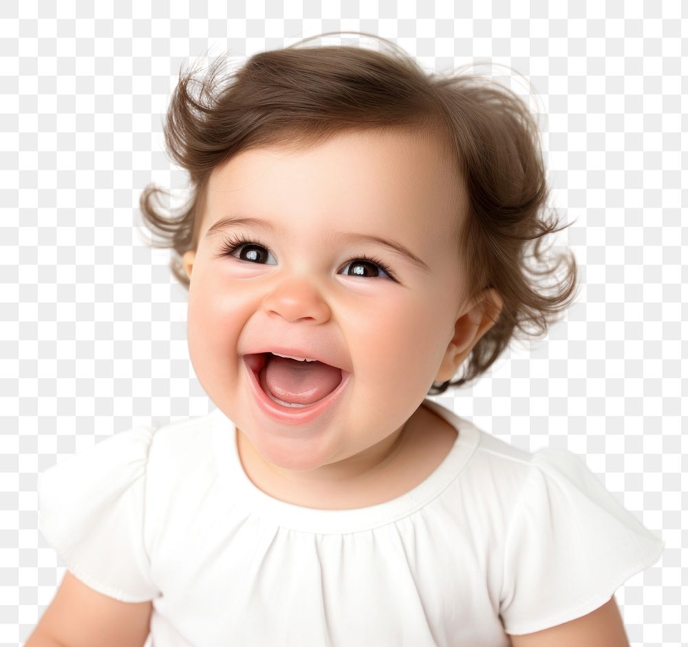 PNG Baby girl white background innocence happiness. AI generated Image by rawpixel.