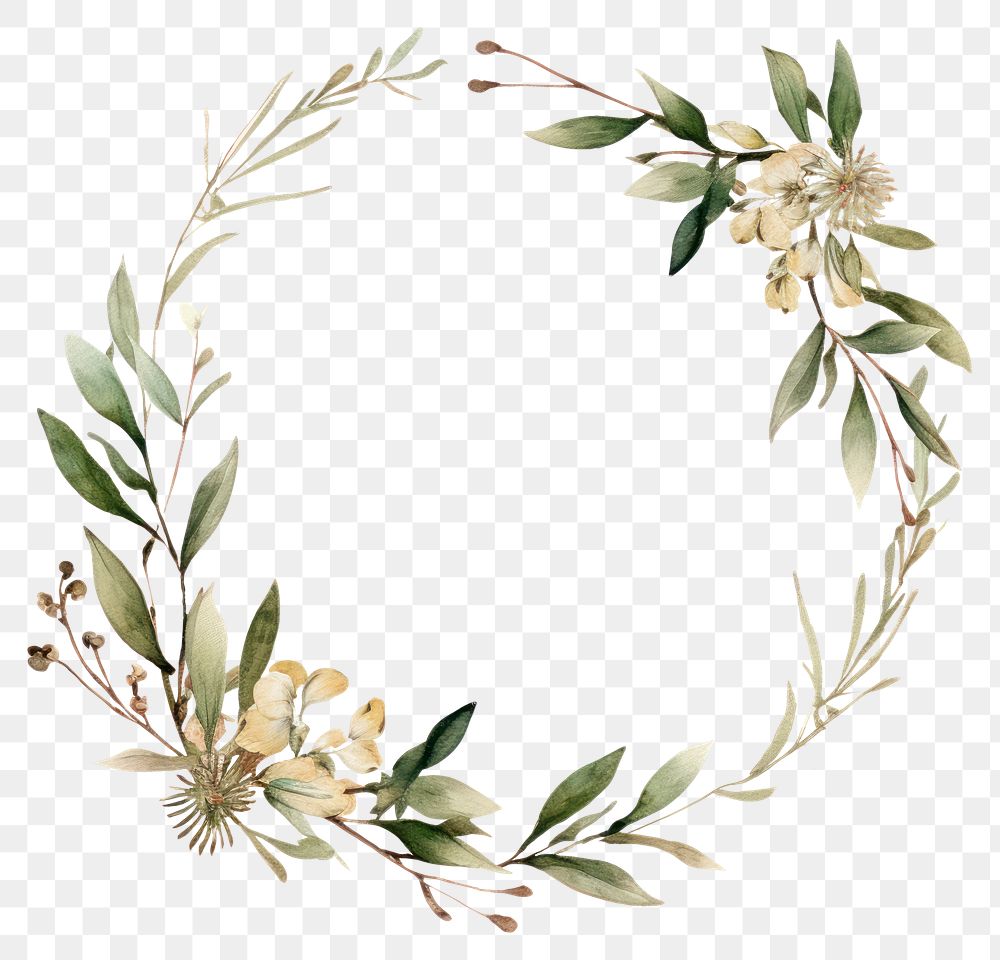 PNG Botanical circle frame flower pattern wreath