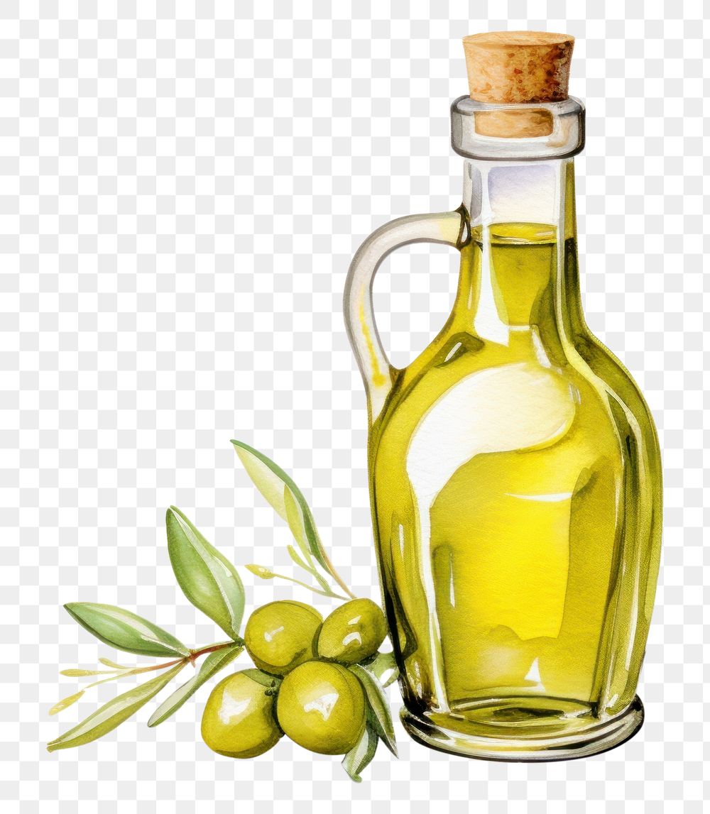 PNG Olive oil bottle food refreshment container. AI generated Image by rawpixel.