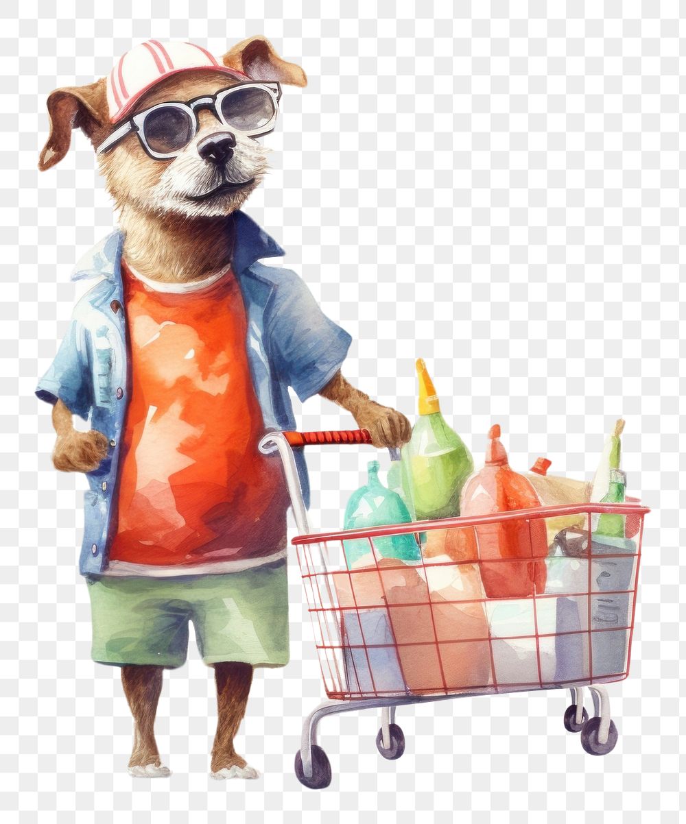 PNG Dog shopping dog accessories carnivora. AI generated Image by rawpixel.
