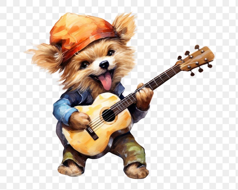 PNG Dog playing guitar musician mammal representation. 