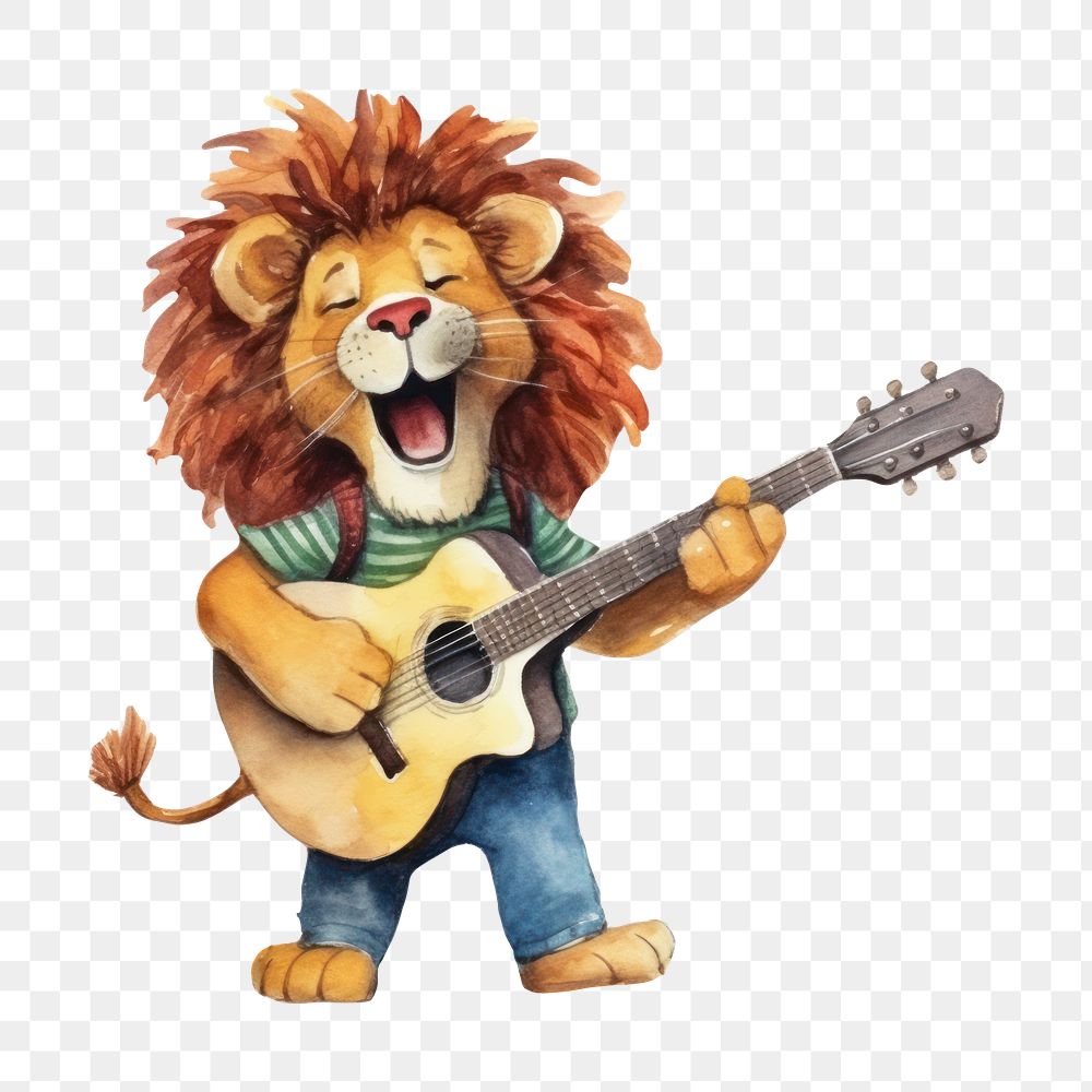 PNG Lion singing guitar mammal representation. 