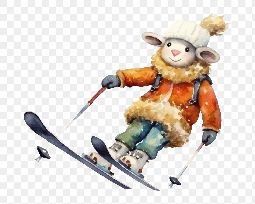 PNG Sheep skiing sports nature toy. AI generated Image by rawpixel.