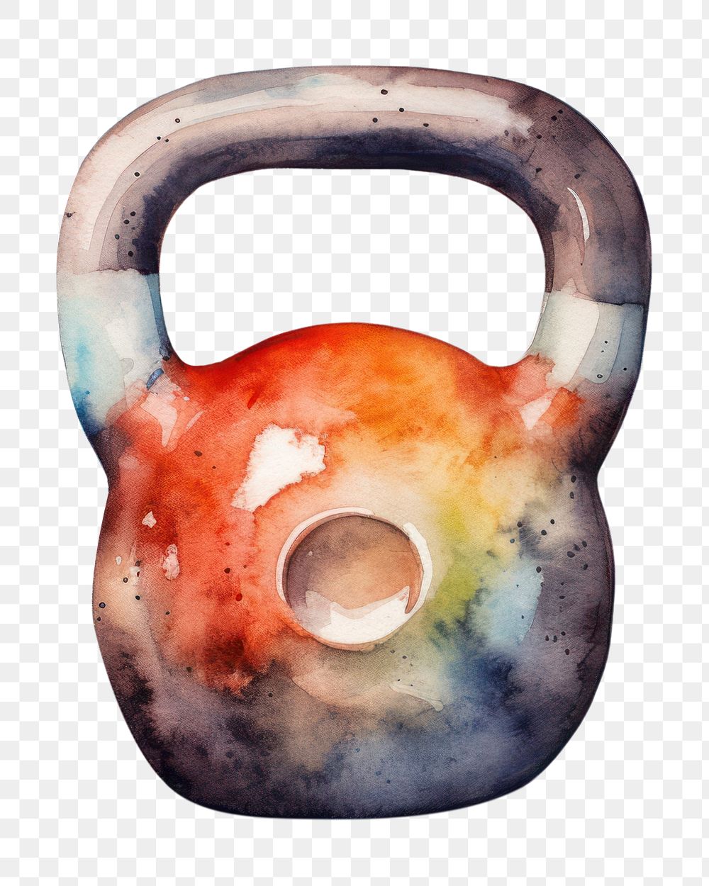 PNG Watercolor kettlebell determination weightlifting bodybuilding. AI generated Image by rawpixel.