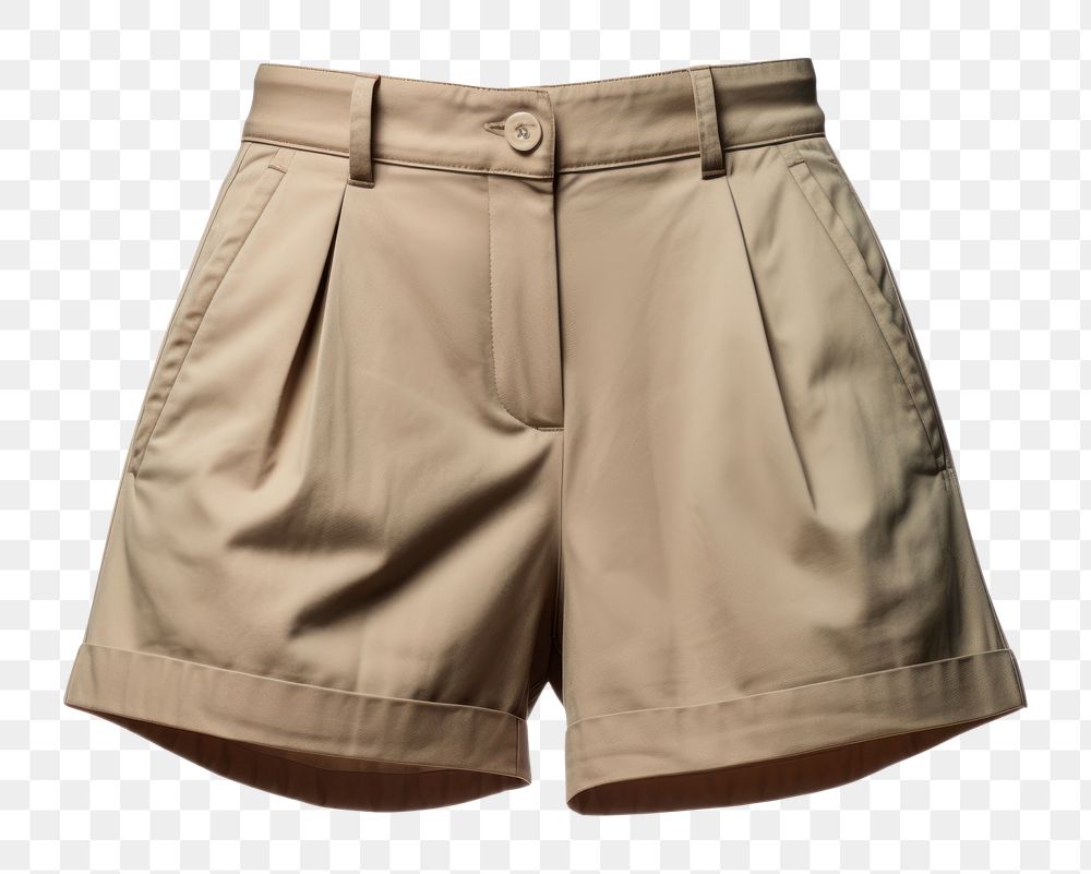 PNG Woman khaki shorts white background underpants miniskirt. AI generated Image by rawpixel.
