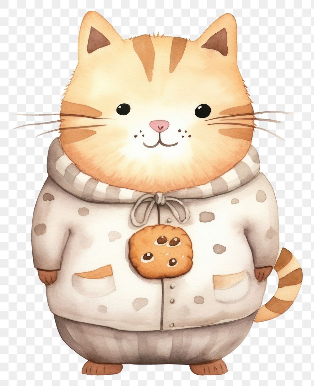 PNG Cat wearing cookie apparel cartoon mammal cute. AI generated Image by rawpixel.