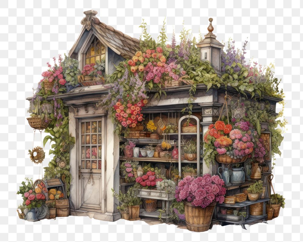 PNG  Flowers shop architecture building outdoors. AI generated Image by rawpixel.