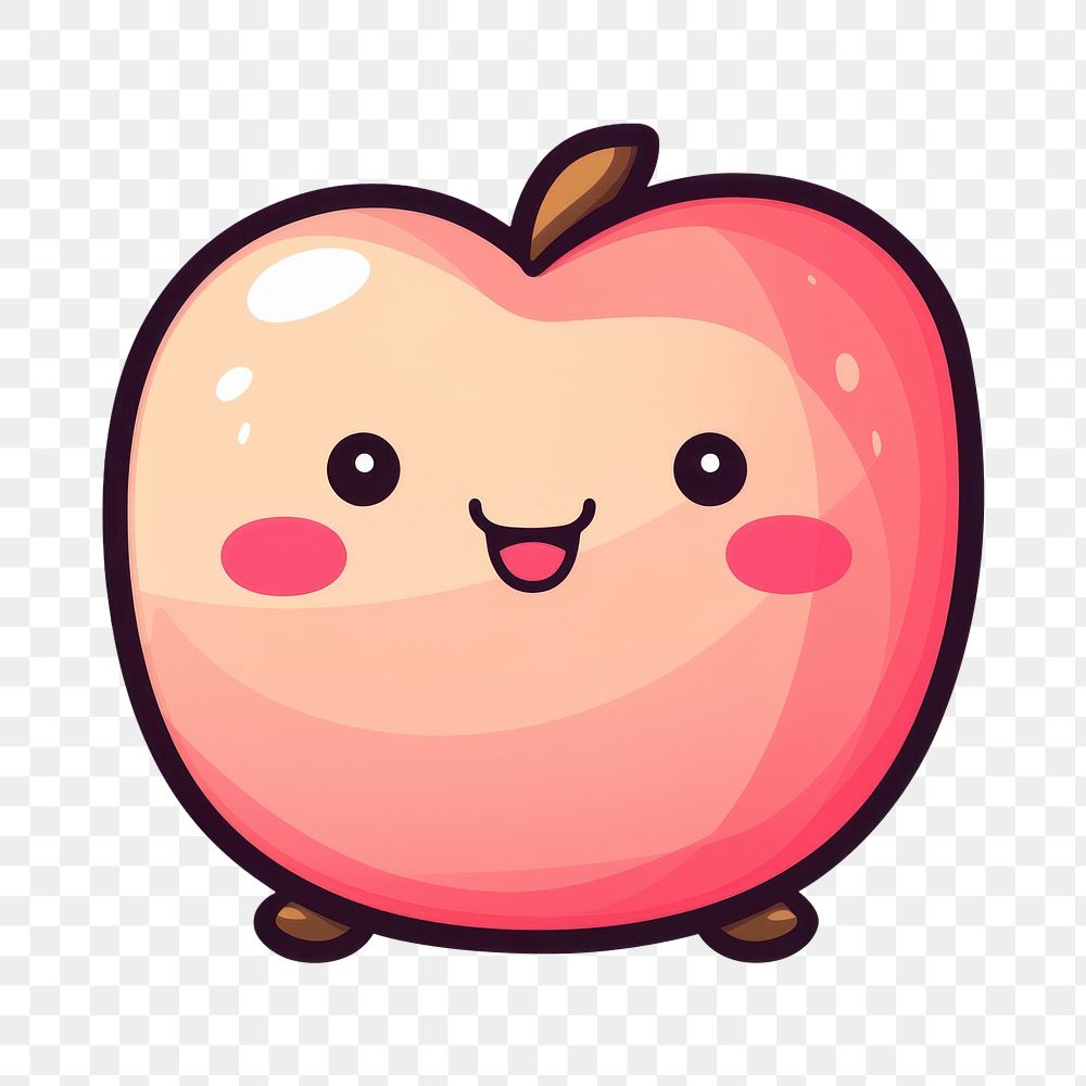 PNG Fat kawaii sticker apple food pomegranate. AI generated Image by rawpixel.