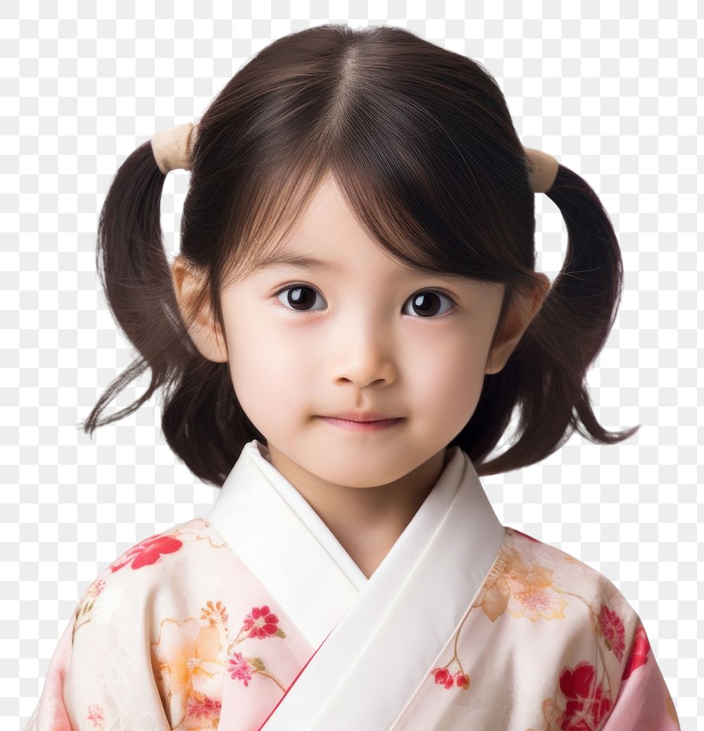 PNG Little japanese girl wearing kimono portrait fashion child. AI generated Image by rawpixel.
