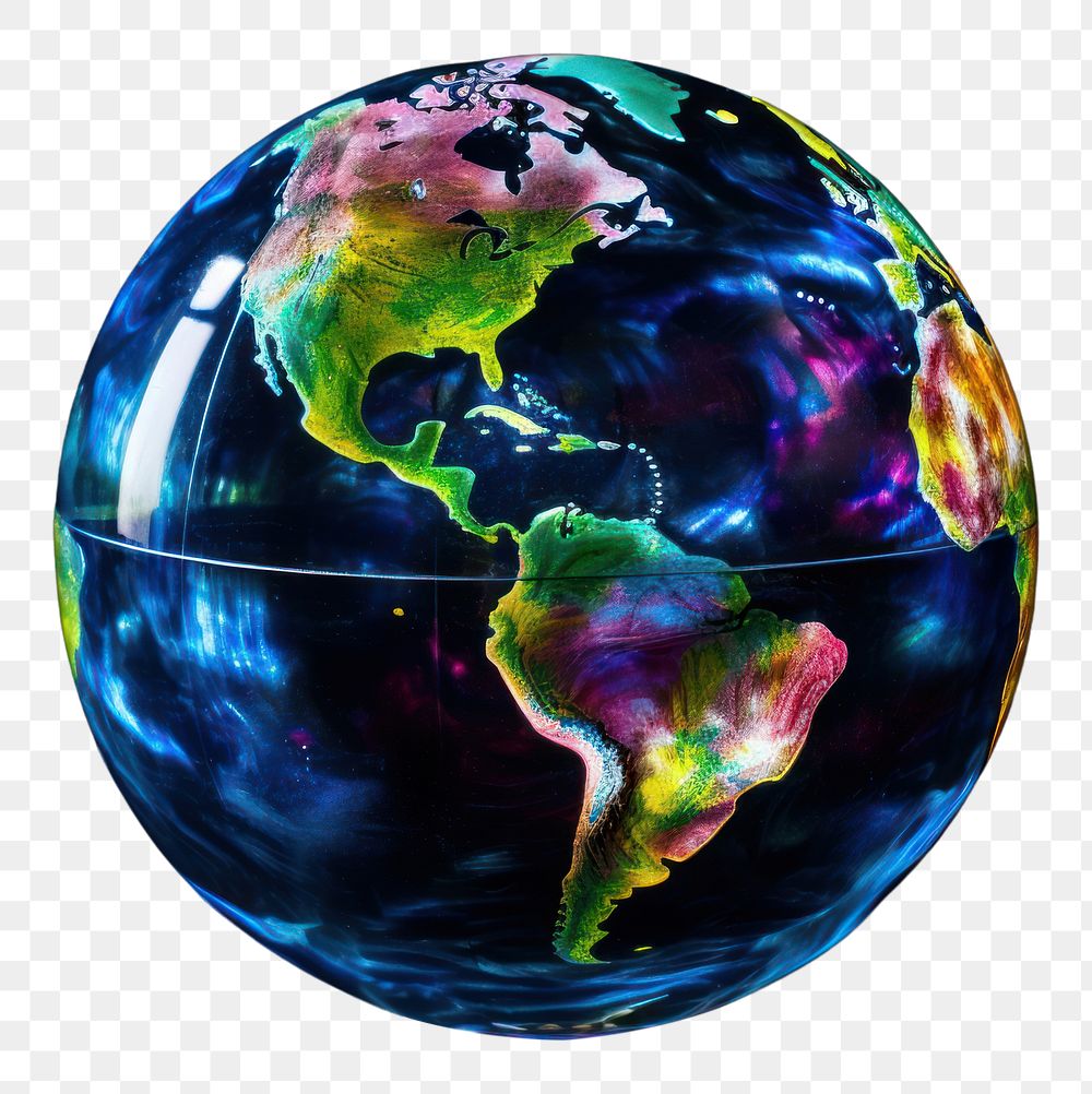 PNG holographic globe, transparent background