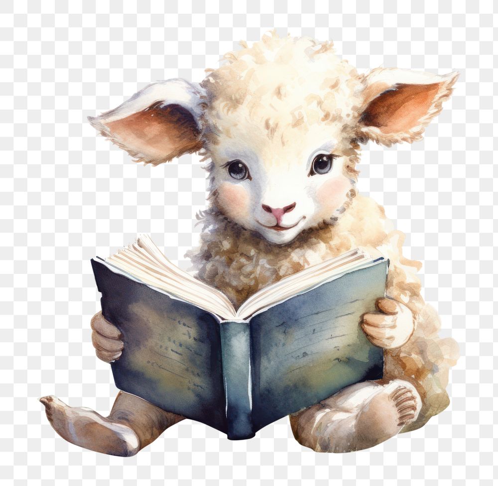 PNG Sheep reading a book publication animal mammal. 