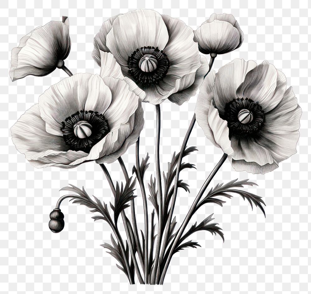 PNG Poppy drawing flower sketch. 