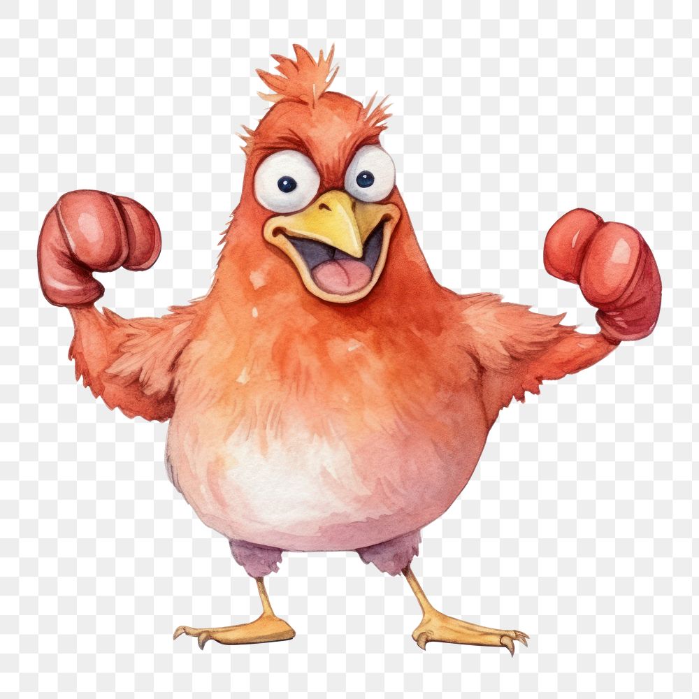 PNG Chicken play boxing animal cartoon bird. AI generated Image by rawpixel.