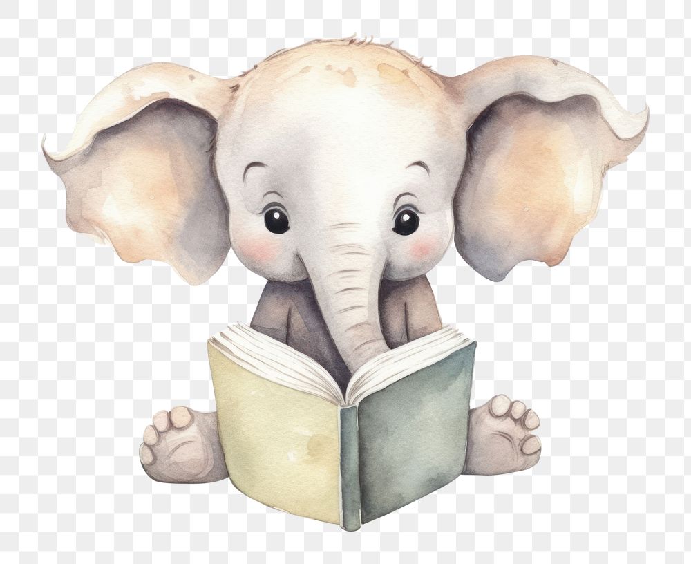 PNG Elephant read a book publication reading cartoon. AI generated Image by rawpixel.