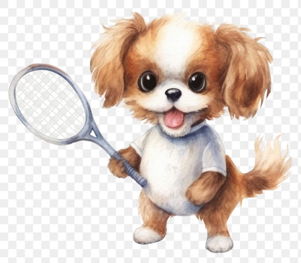 PNG Dog play badminton mammal animal tennis. AI generated Image by rawpixel.