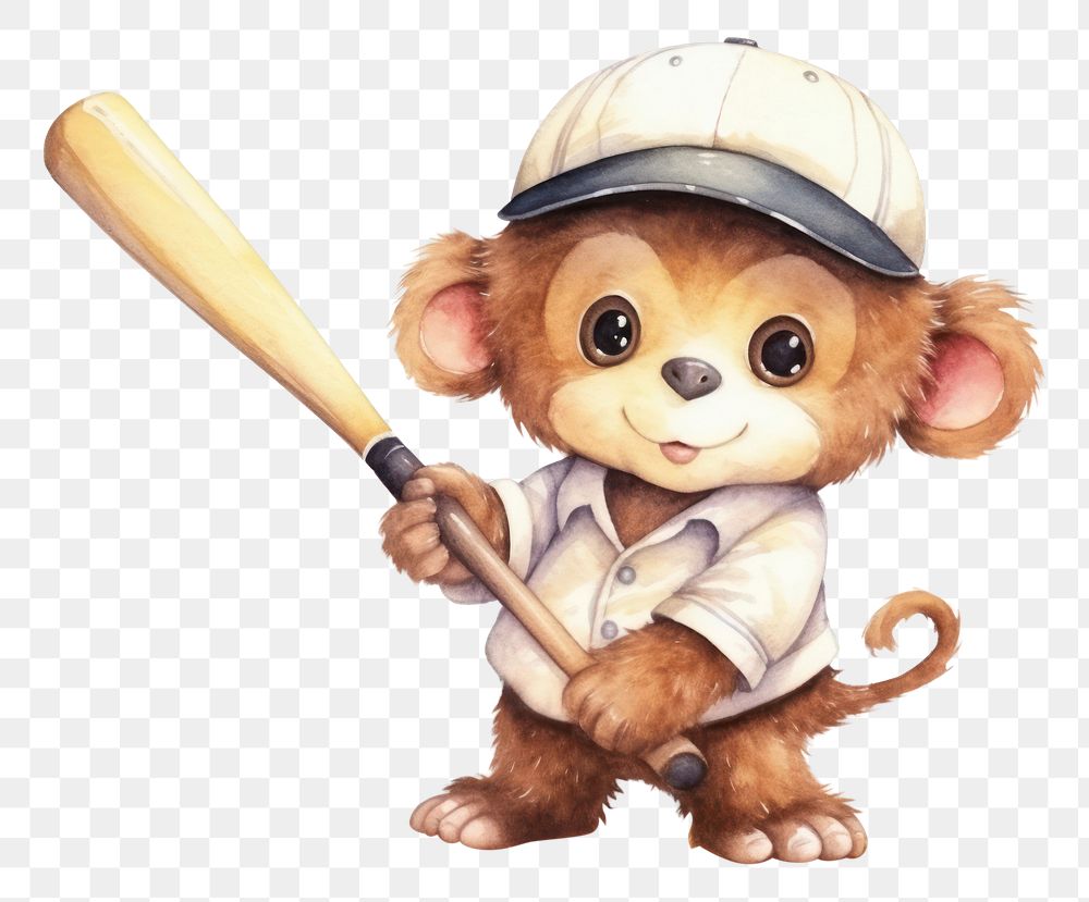 PNG Monkey play baseball sports cute toy. AI generated Image by rawpixel.