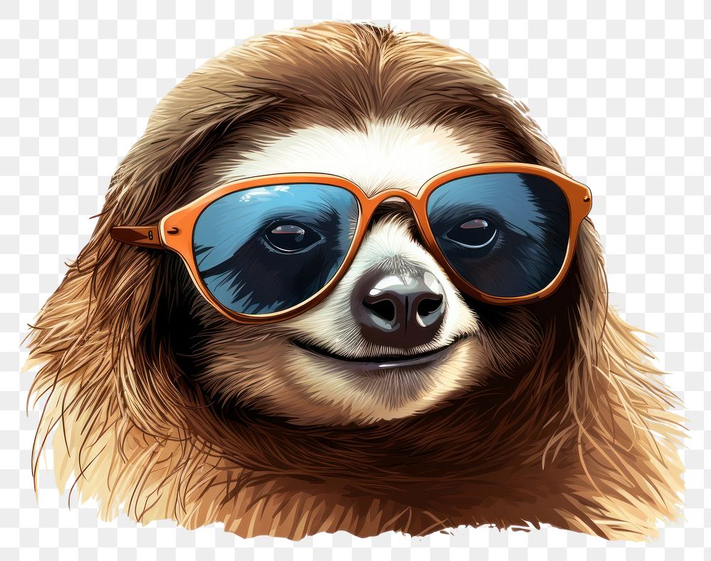 PNG Sloth wearing sunglasses mammal animal accessories. AI generated Image by rawpixel.