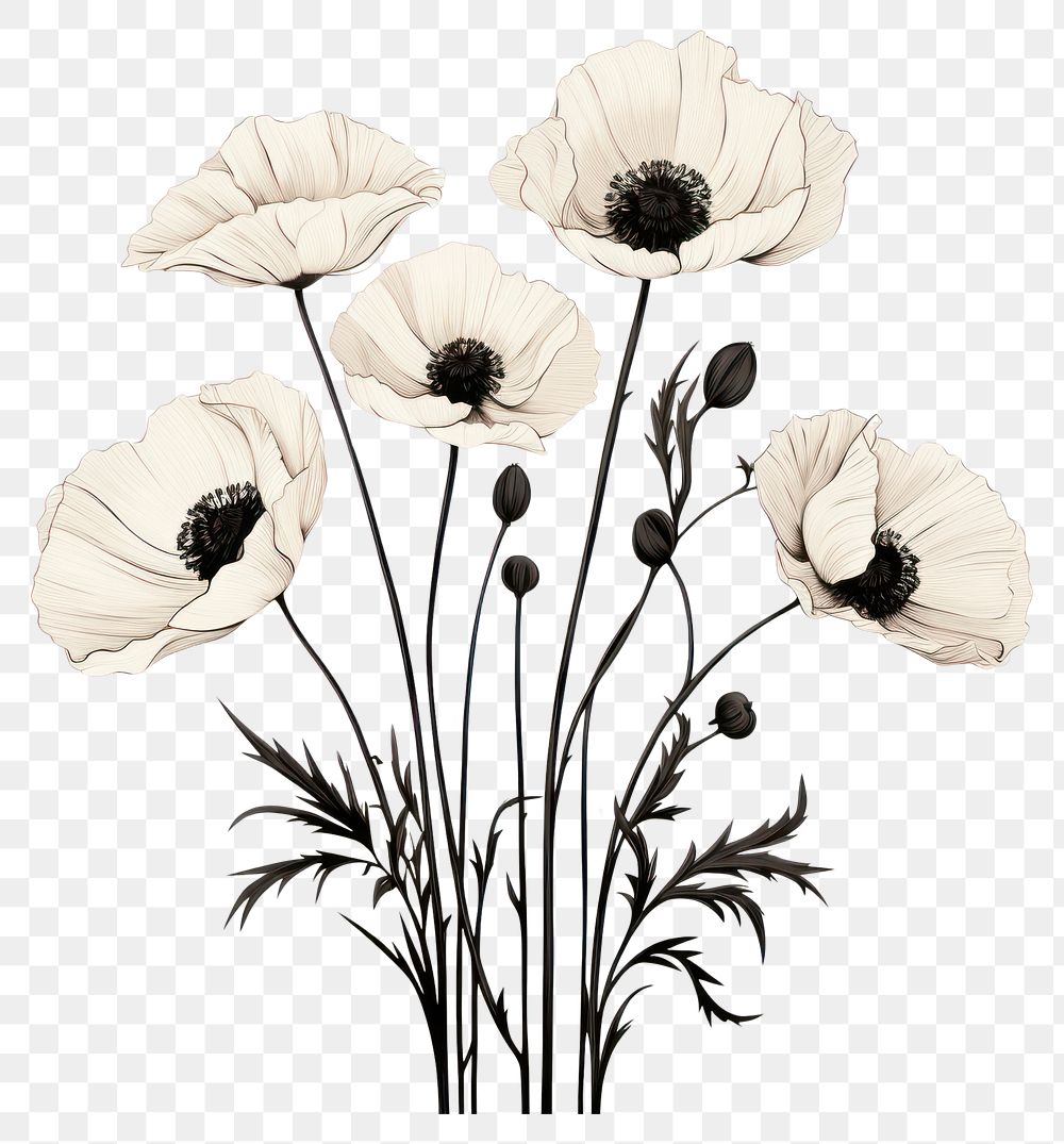 PNG Poppy drawing flower sketch. 