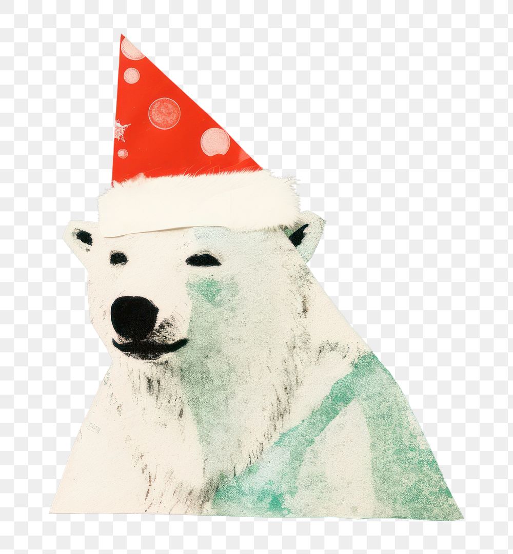 PNG A Happy polar bear celebrating Christmas wearing Santa hat animal christmas mammal. AI generated Image by rawpixel.