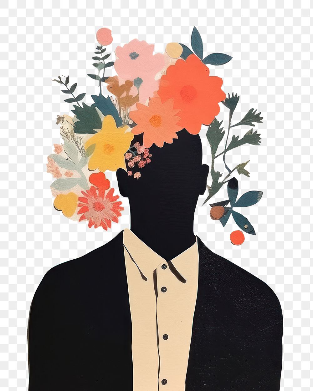 PNG Flower art silhouette painting. AI generated Image by rawpixel.