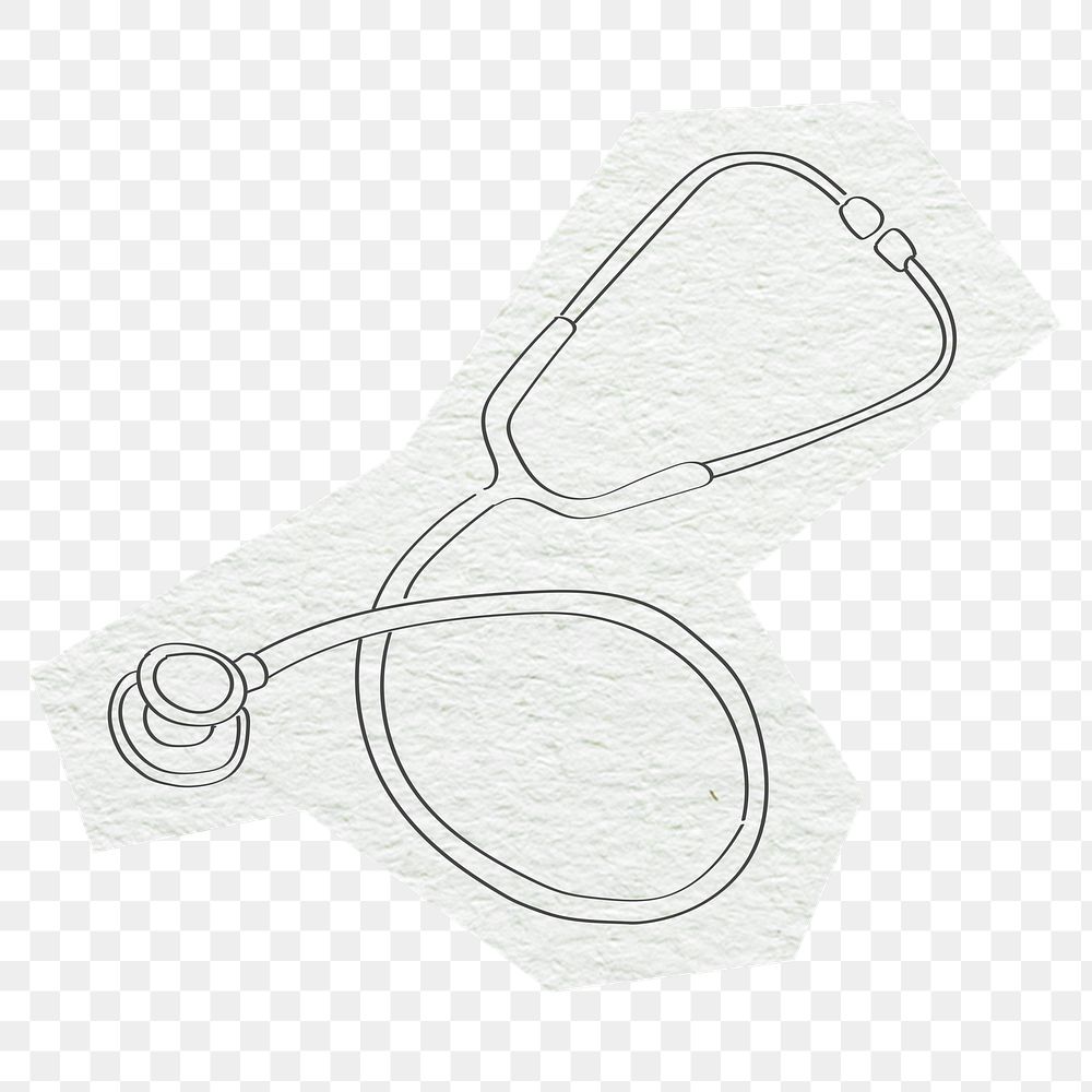 PNG Stethoscope, line art illustration, transparent background