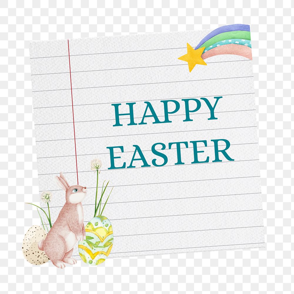 PNG Happy Easter, bunny paper craft remix, transparent background