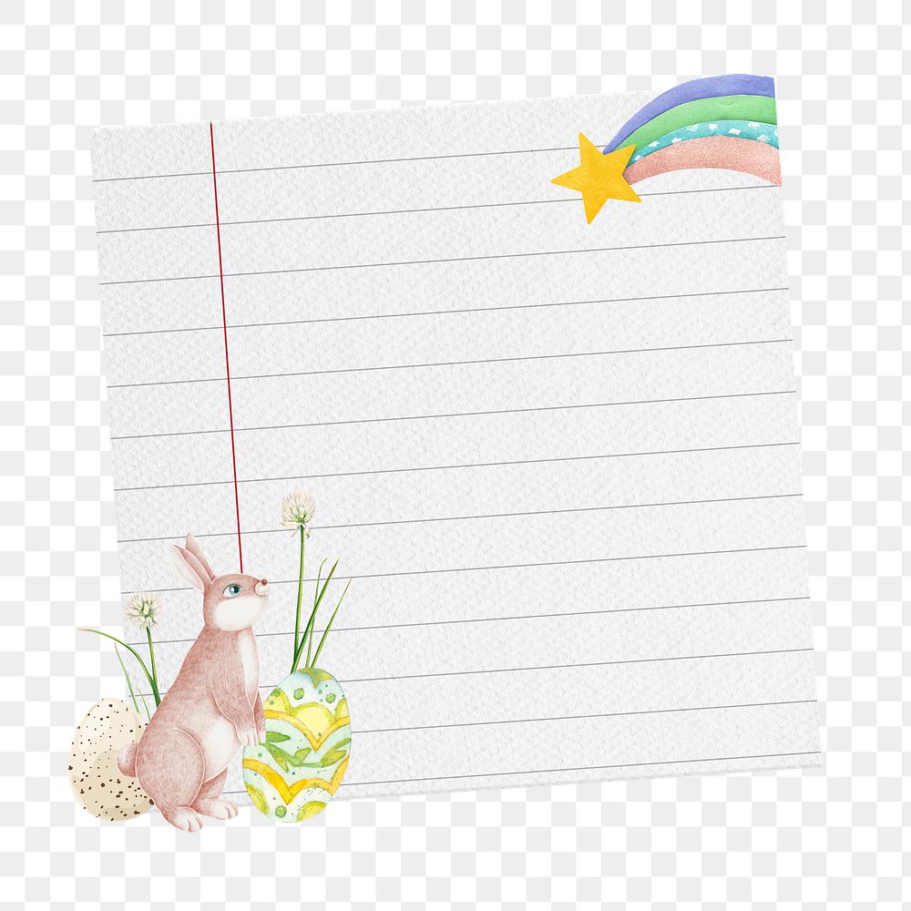 PNG Easter bunny, note paper remix, transparent background