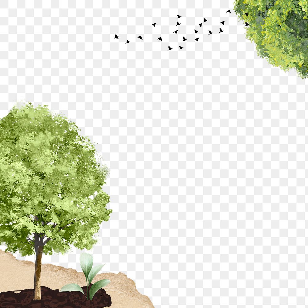 Trees environment png, ripped paper, transparent background