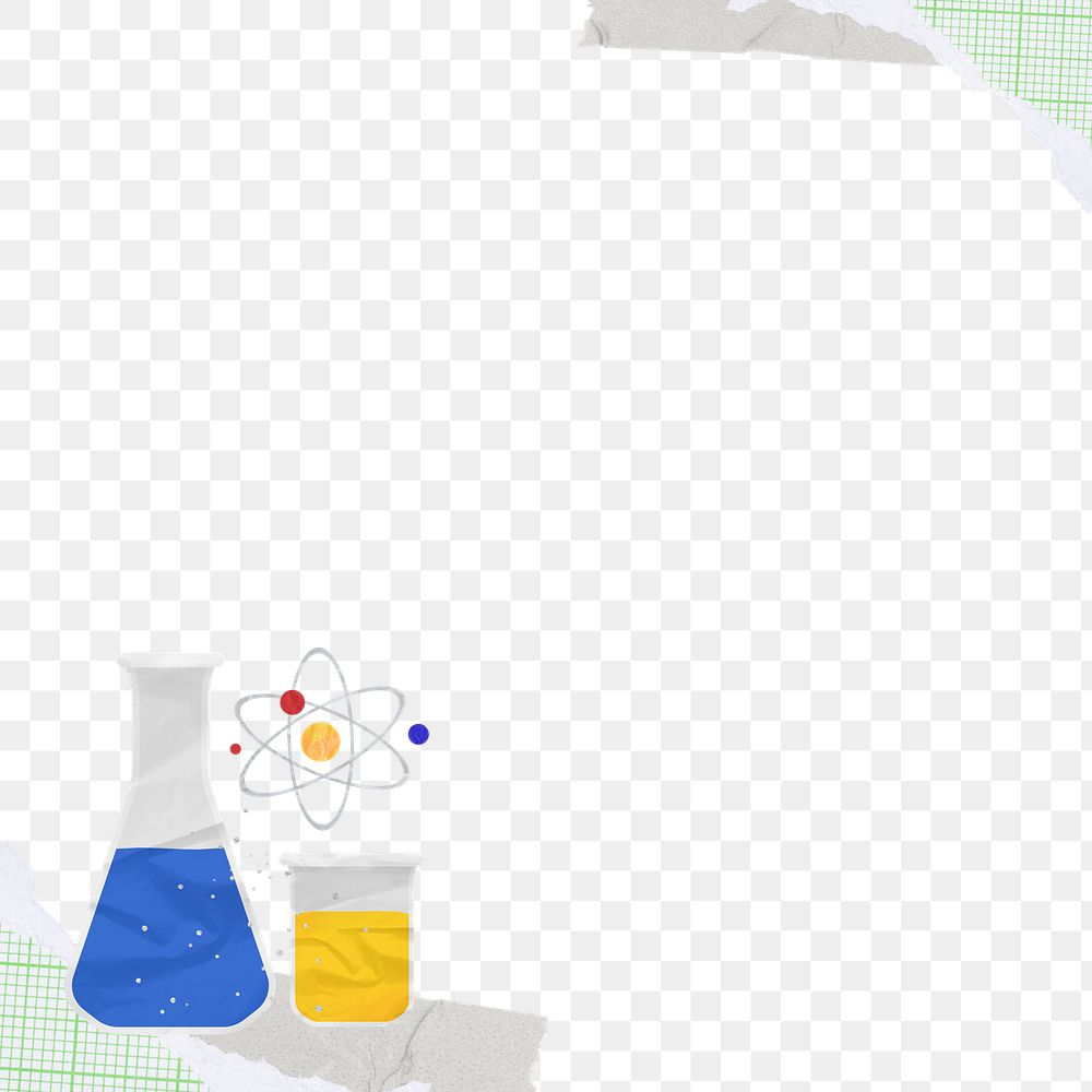 Science experiment border png, ripped paper, transparent background