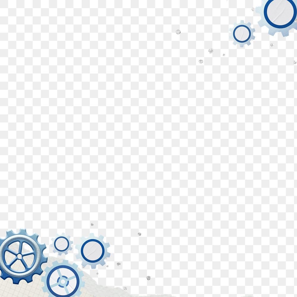 Business cogwheel border png, ripped paper, transparent background