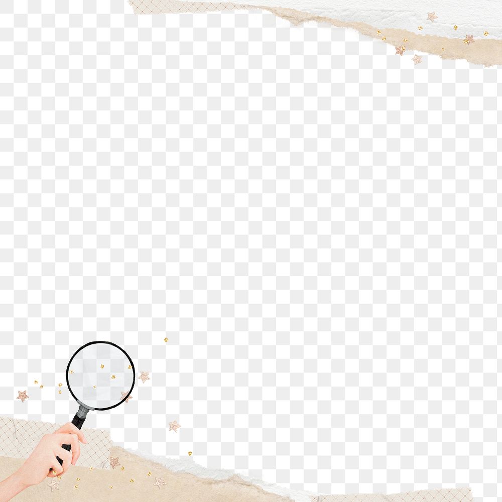 Magnifying glass border png, ripped paper, transparent background