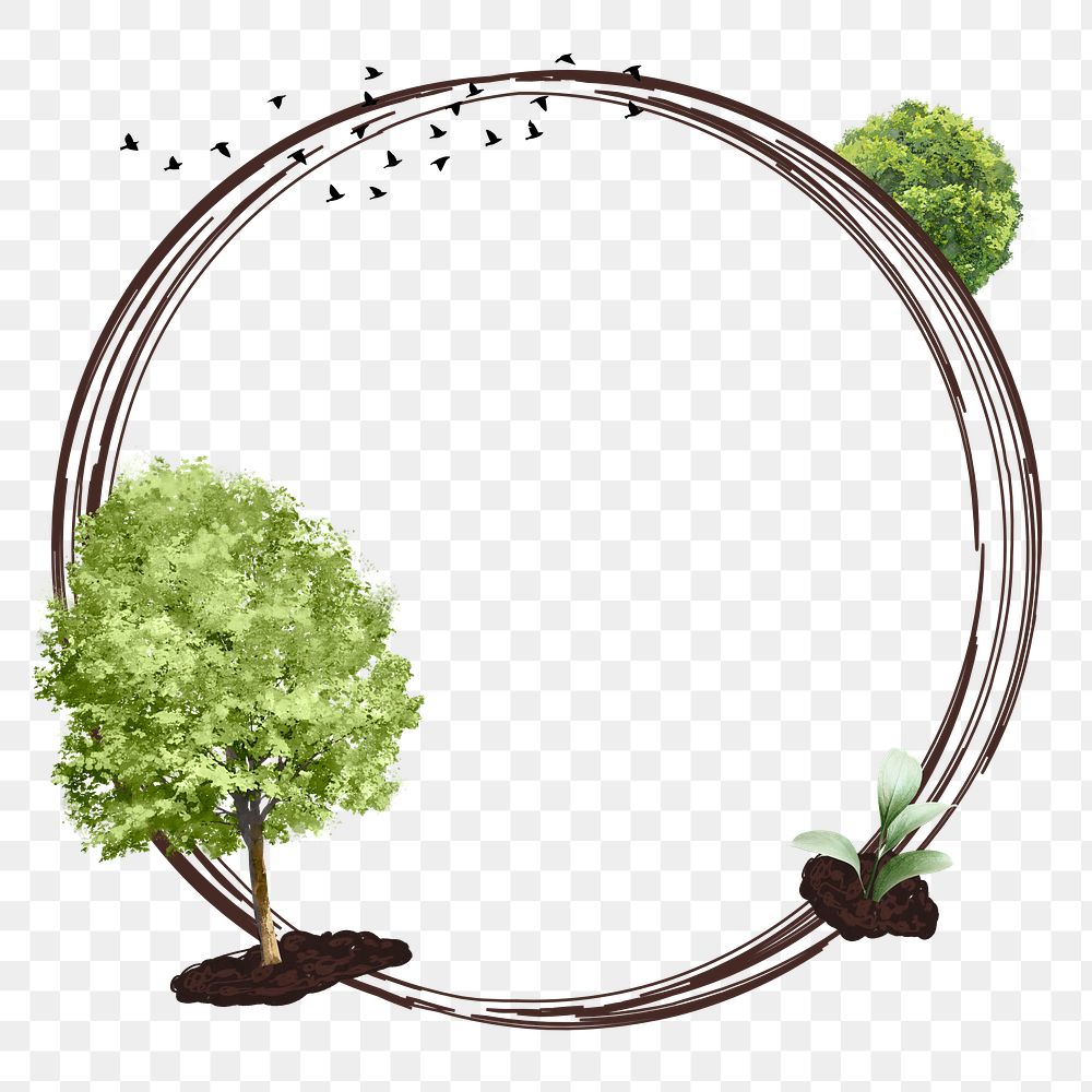Trees aesthetic frame png, transparent background