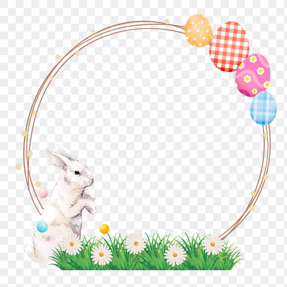Easter bunny frame png, transparent background
