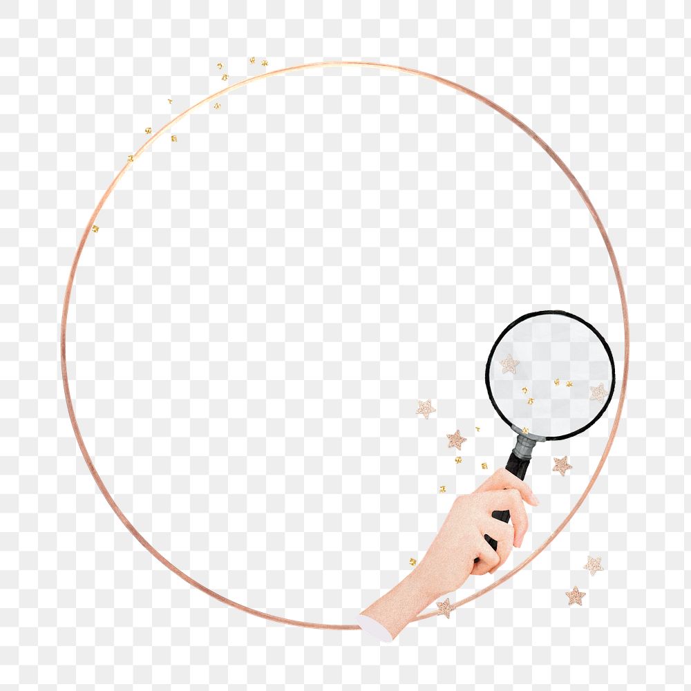 Magnifying glass circle frame png, transparent background