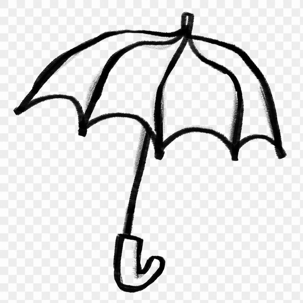 Umbrella png doodle element, transparent background