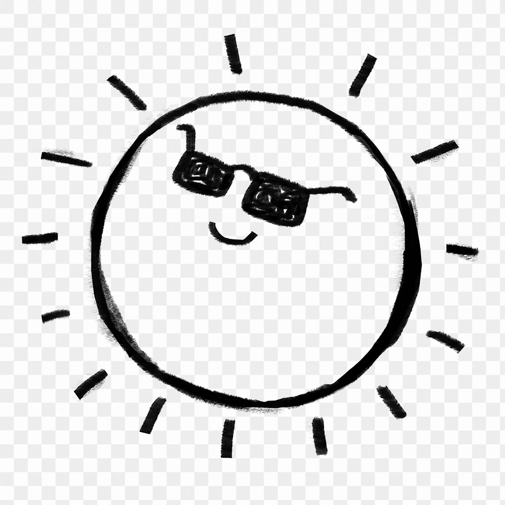 Sunny day png doodle element, transparent background