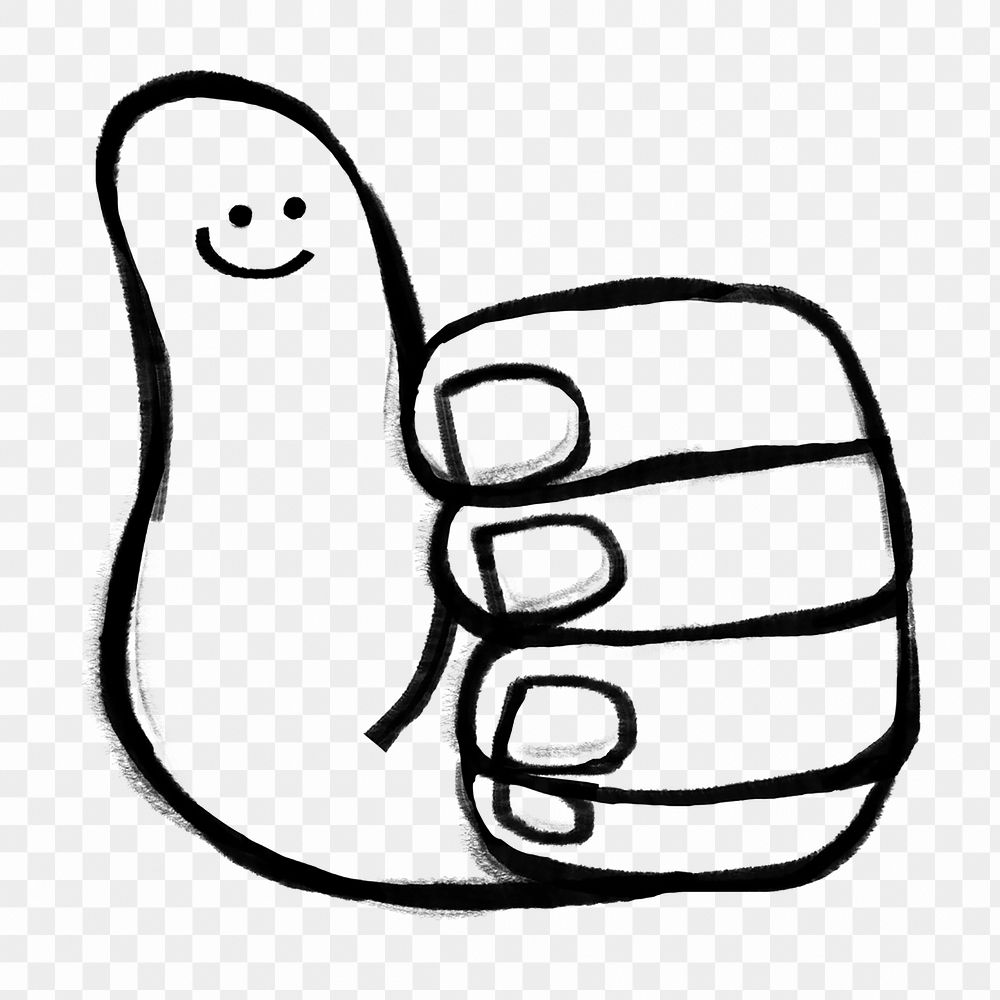 Thumbs up png doodle element, transparent background