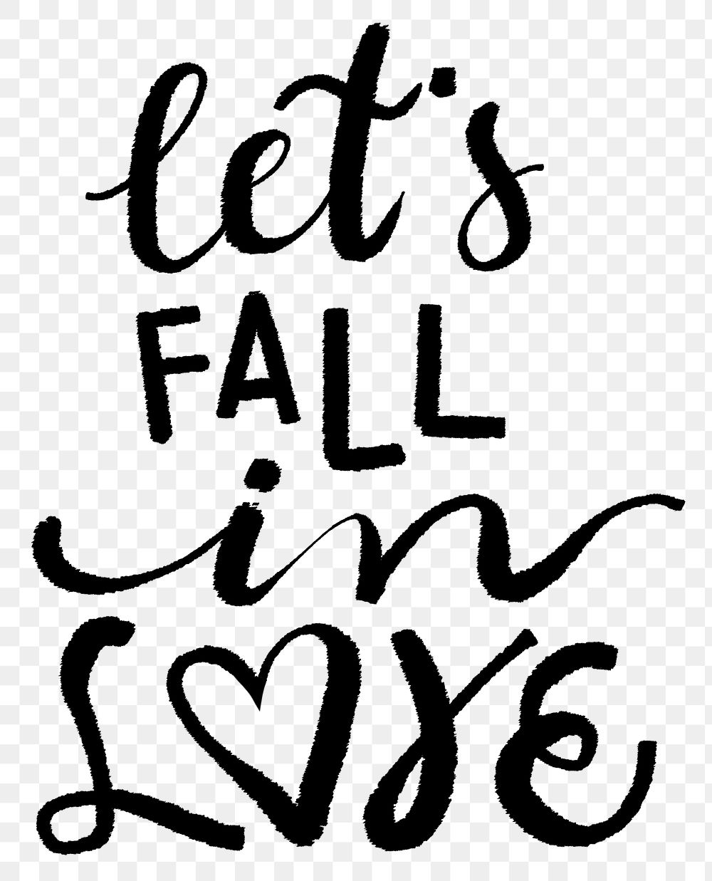 Let's fall in love word png doodle element, transparent background