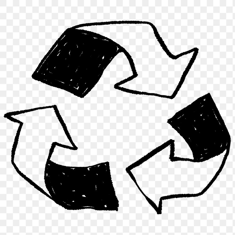 Recycle sign png doodle element, transparent background