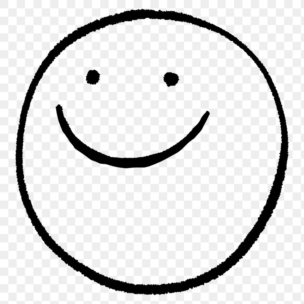 Happy face icon png doodle element, transparent background