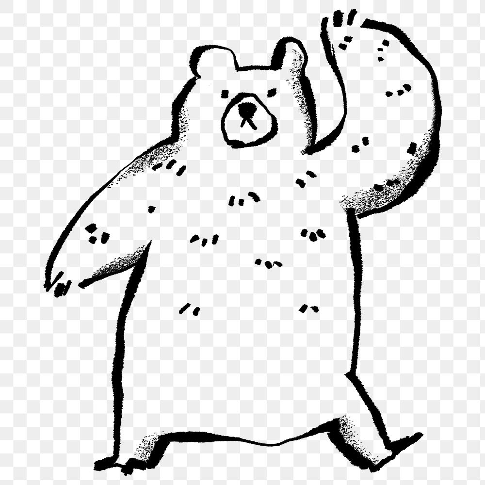 Big bear png doodle element, transparent background