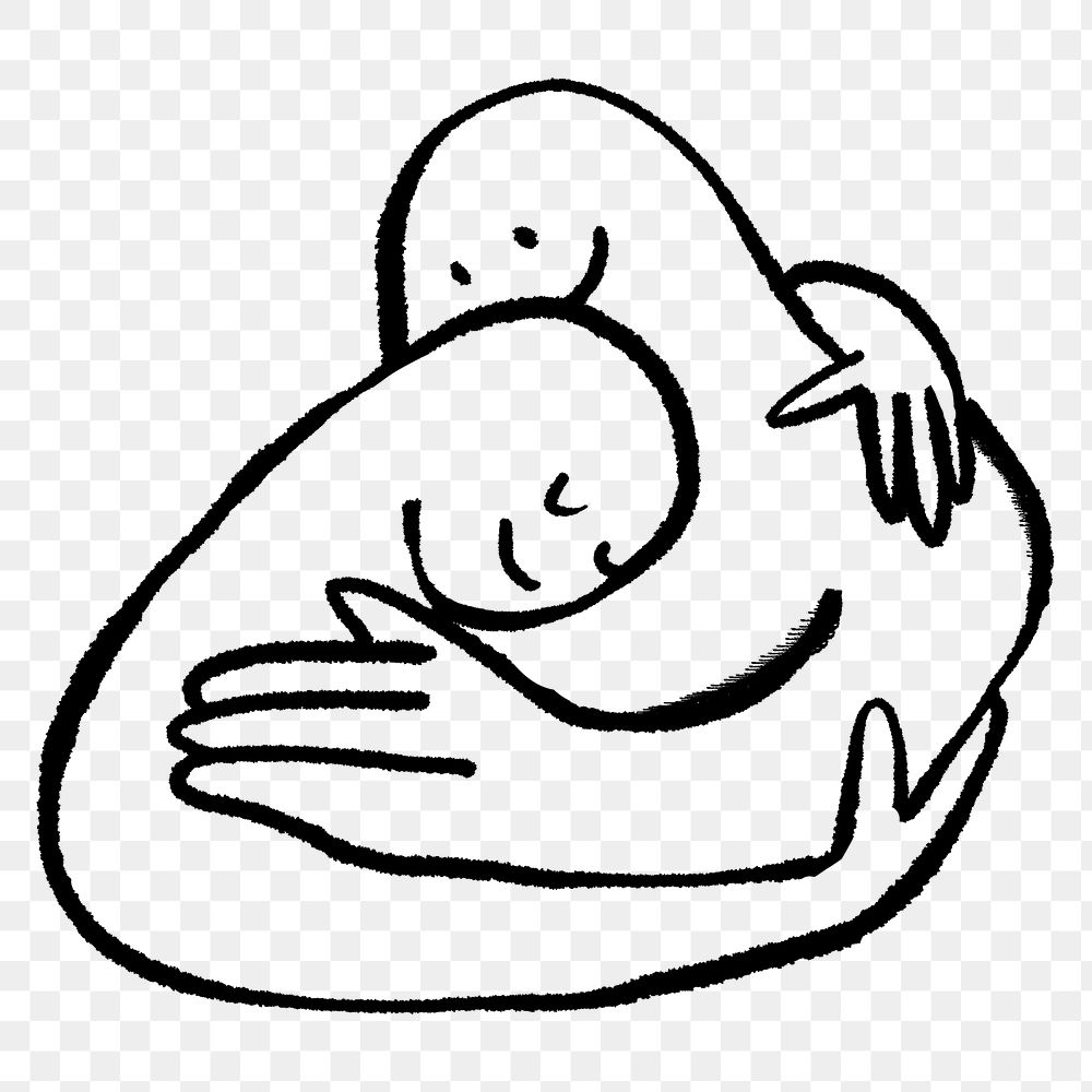 Love hug png doodle element, transparent background