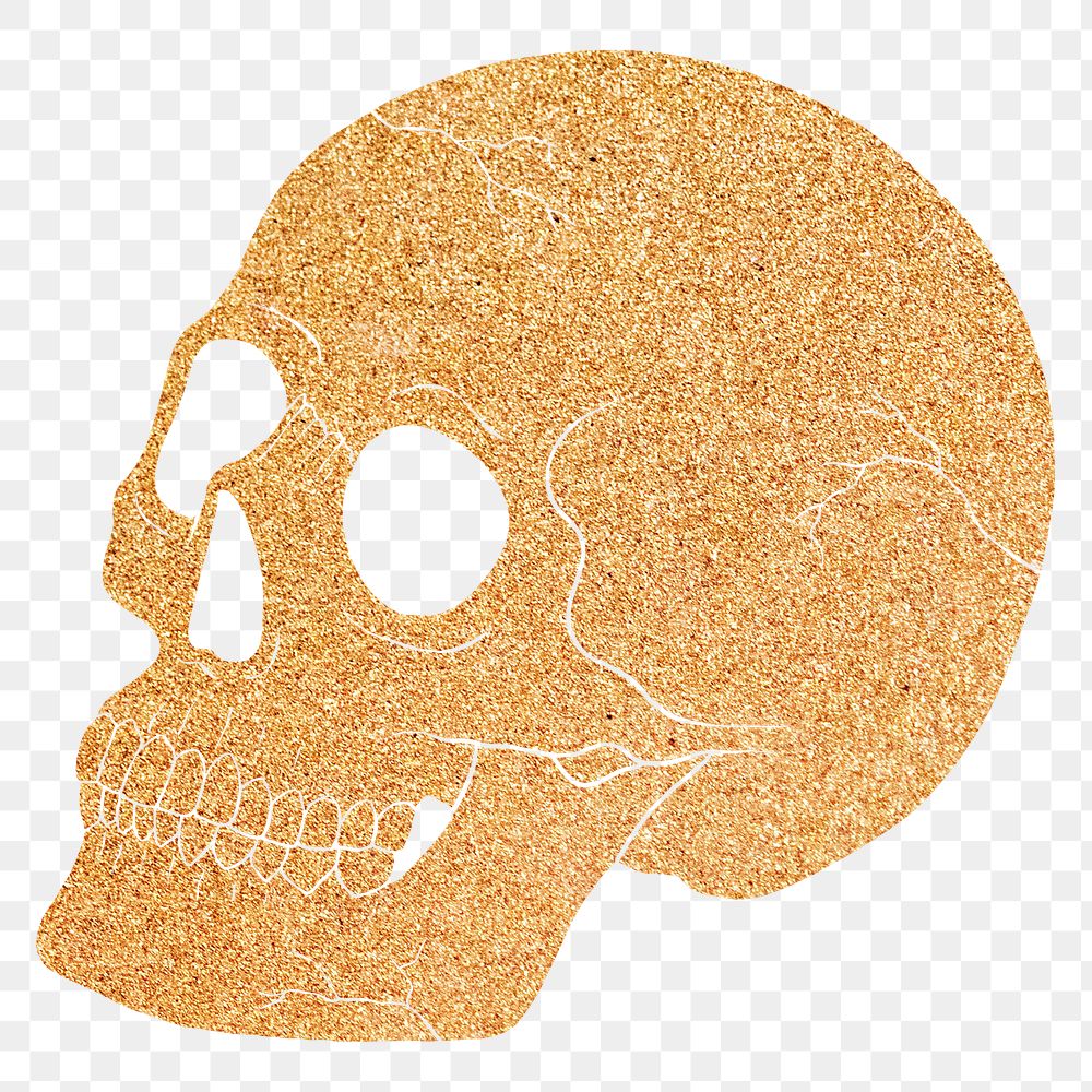 Golden skull png, spiritual illustration, transparent background