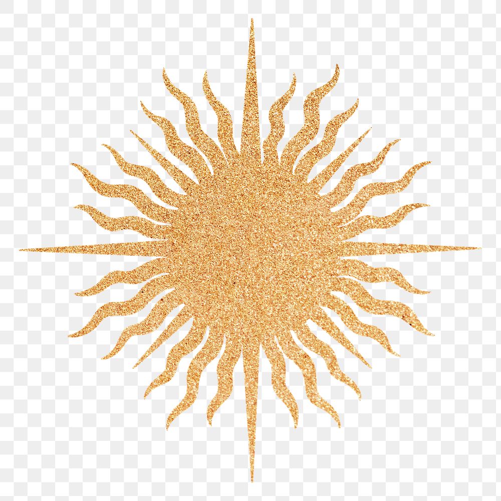 Golden sun png, spiritual illustration, transparent background