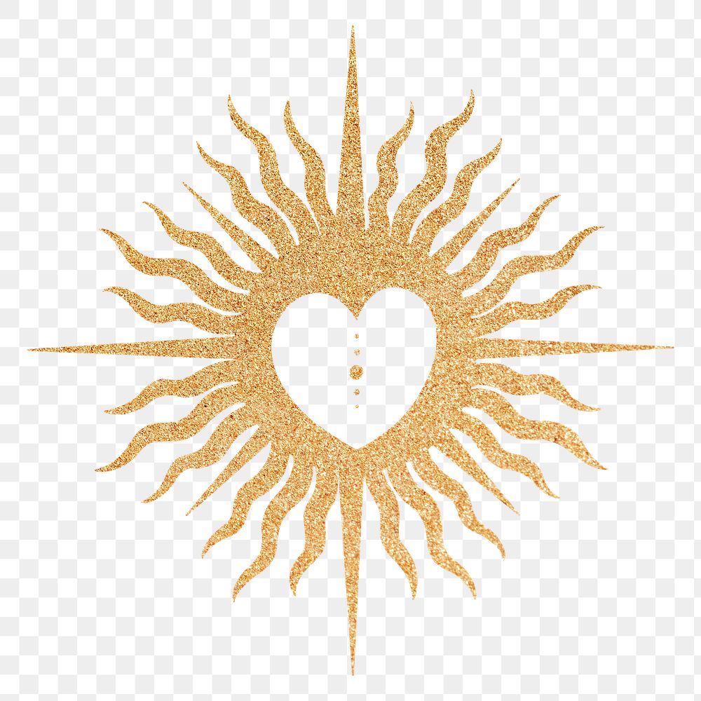 Heart sun png, spiritual illustration, transparent background