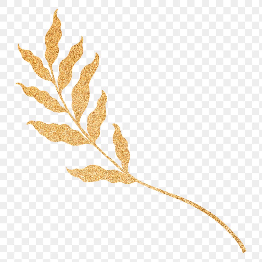 Golden leaves png, spiritual illustration, transparent background